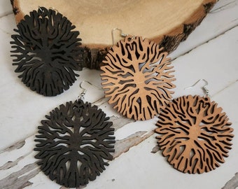 Wooden Earrings/ Dark and Natural Color Options