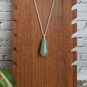 Green Aventurine Raindrop Pendant With Necklace