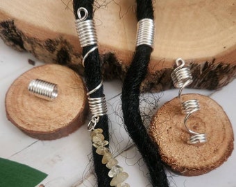 Set of 4 Handmade Loc/with loop/ Dreadlock/ Braid/ Twist/ Spirals/ Coils/Braid Jewelry/ Hair Accessories/ Loc/ Citrine Gemstone/ Silver