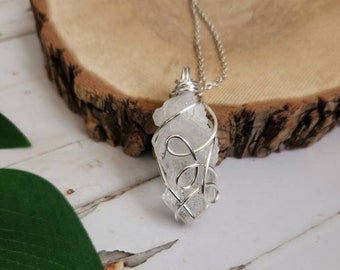 Clear Quartz Cluster Necklace/ Silver Wire Wrap