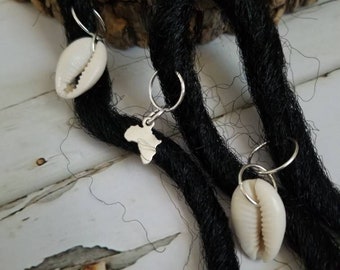 2 Cowrie Shells/Africa/ Loc Jewelry/ Braid Jewelry/ Hair Accessories/ Gold/ Silver/ dreadlock