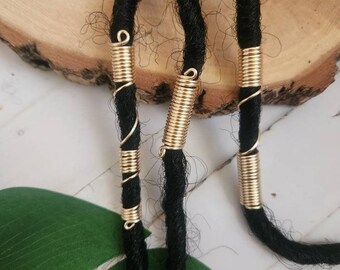 Set of 3 Handmade Loc/with loop/ Dreadlock/ Braid/ Twist/ Spirals/ Coils/Braid Jewelry/ Hair Accessories/ Loc / Gold