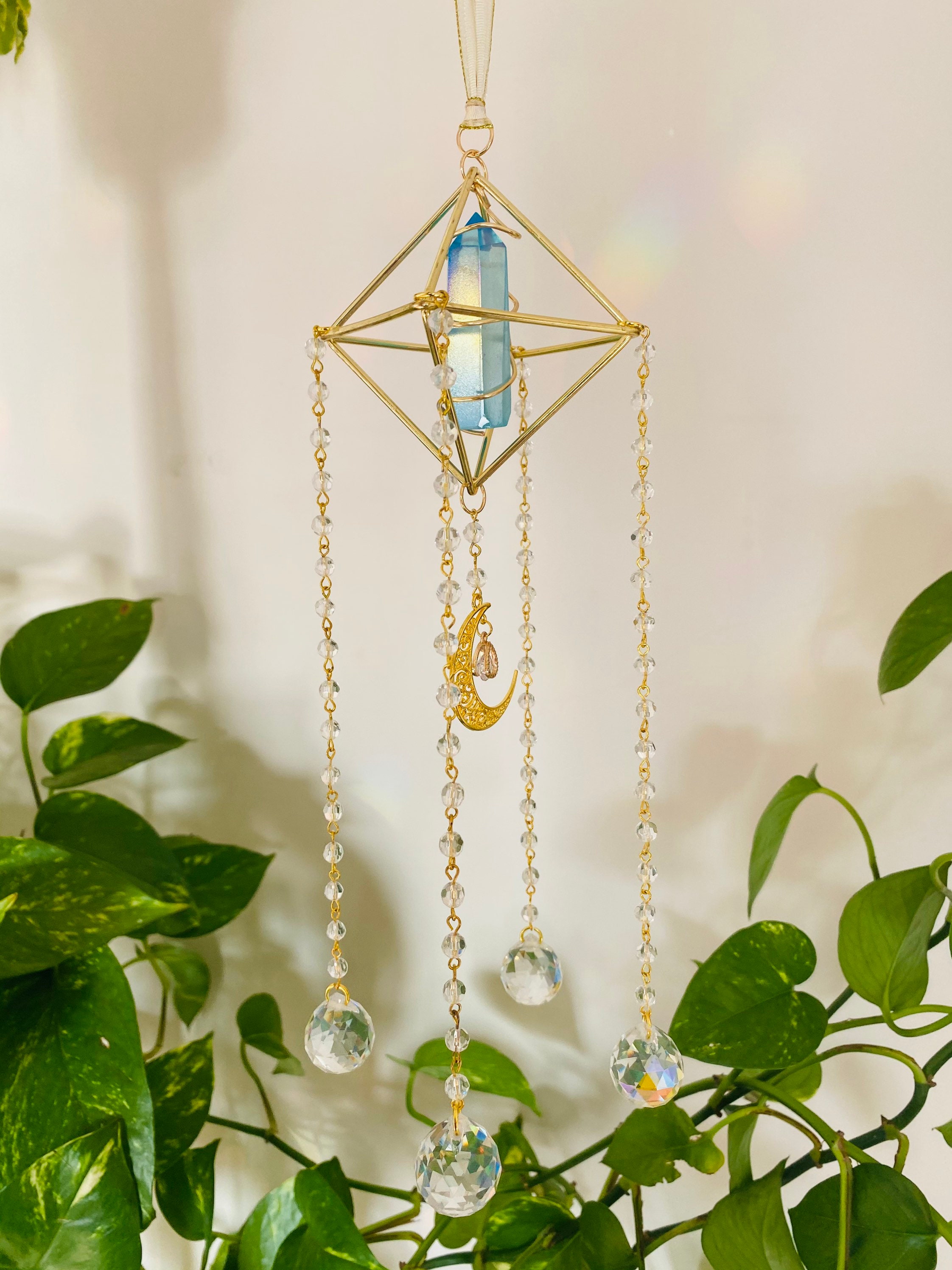 Blaue Aura Quarz Suncatcher Etsy