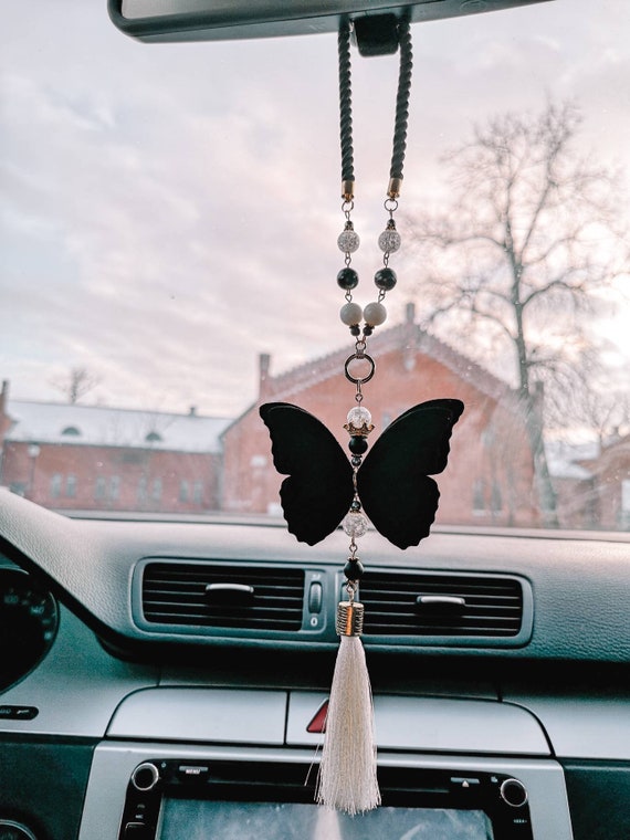 Car Mirror Charm Auto Accessories Car Pendant Natural Beads Accessories  Jewelry Good Luck Charm Butterfly Present Gift 