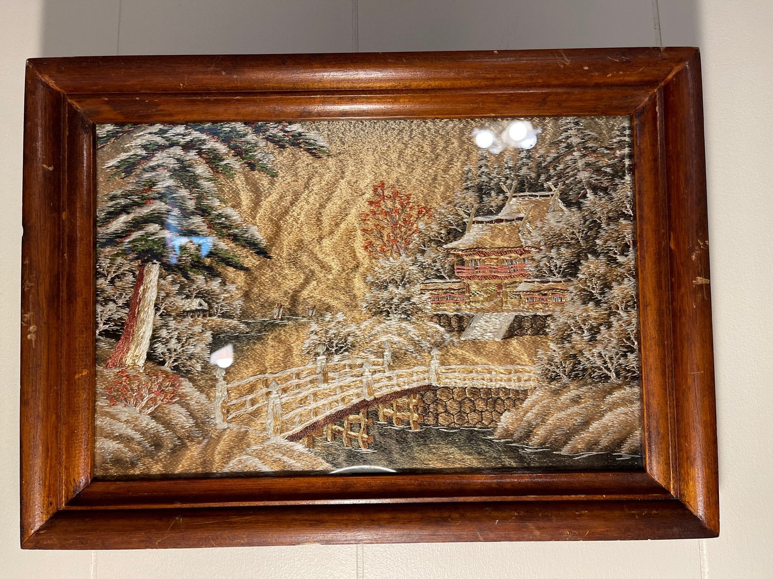 Vintage Japanese Silk Embroidery Thread Wall Tapestry Hand Etsy