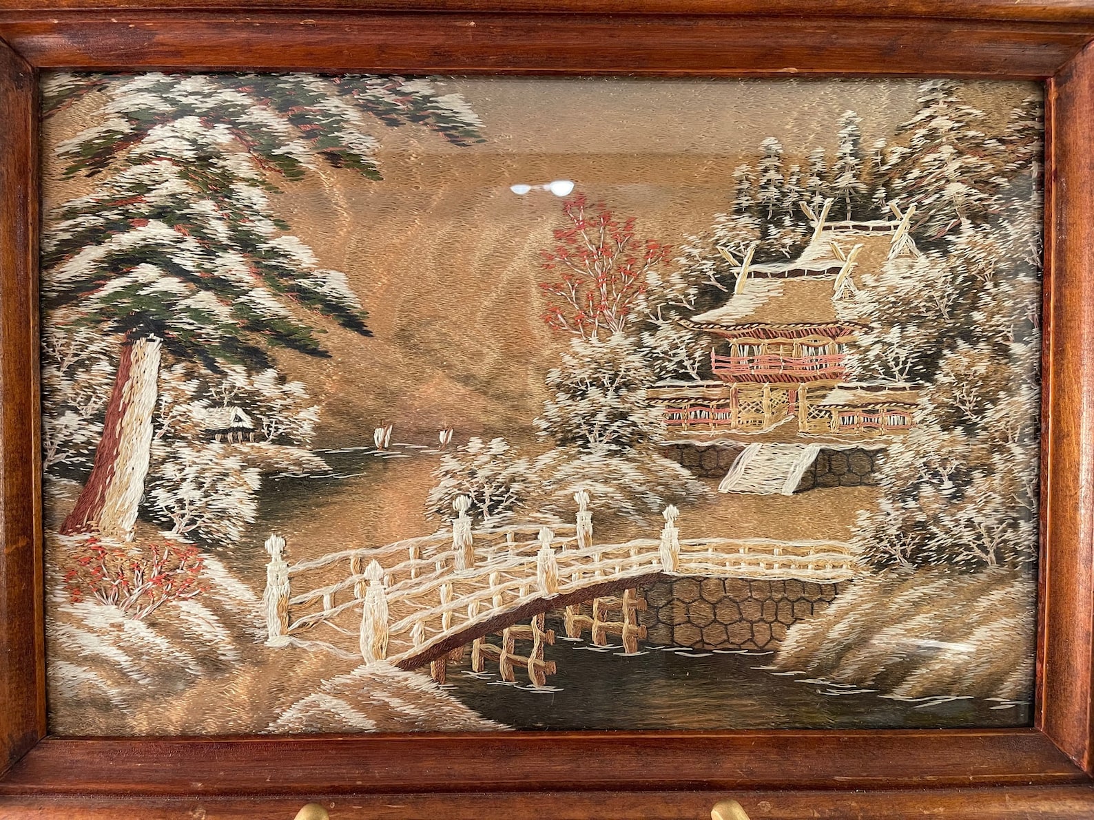 Vintage Japanese Silk Embroidery Thread Wall Tapestry Hand Etsy