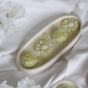 Floral Soy Candle in White Bowl: Lavender Scented Centerpiece