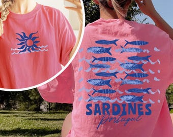 Camisa de sardinas Suéter de pescador Estética de sardinas Dinero antiguo Estampado de sardinas Estilo inspirado en el océano Estética de pescador Oceancore