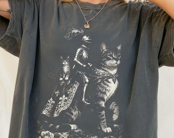 Chemise médiévale Castlecore Chemise chat médiévale Renfaire W Tee païen nordique Chemise Royaumes oubliés Mode mystique médiévale-fantastique
