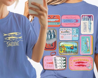 Camisa de sardinas Suéter de pescador Estética de sardinas Dinero antiguo Estampado de sardinas Estilo inspirado en el océano Estética de pescador Oceancore