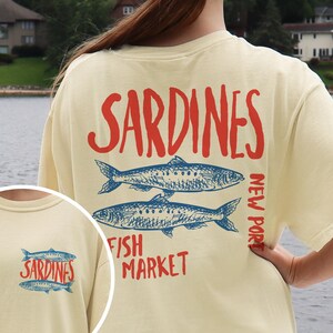 Sardines Shirt Fisherman Sweater Sardine Old Money Aesthetic Sardine Print Ocean Inspired Style Fisherman Aesthetic Oceancore