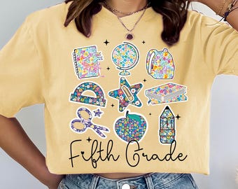 Comfort Colors Back to School Teacher Shirt Fifth Grade Teacher Shirt Elementary School T-Shirt Elementary Teacher T-Shirts