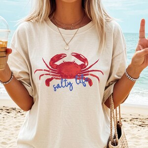 Crab Shirt Beach Shirts Amalfi Coast Shirt Retro Graphic T-shirt Fisherman Aesthetic Amalfi Coast Shirt Tomato Girl Summer Vacation Shirts