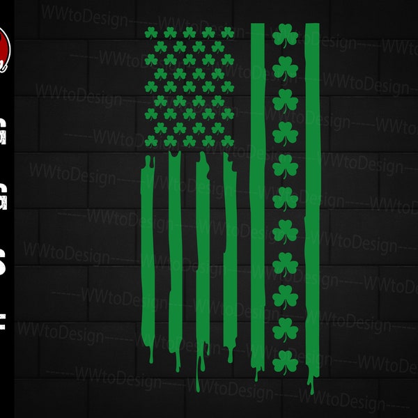 St Patricks USA Flag SVG, St Patricks Day Svg, Clover USA Flag Svg, Shamrock Flag Svg, American Irish Flag Svg, Clover Svg, Lucky Flag Svg