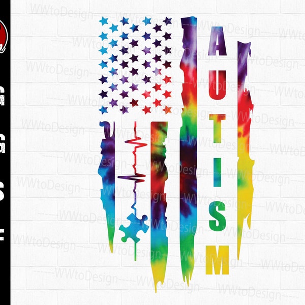 Autism American Flag PNG, Autism Awareness Svg, Autism Flag Png, Autism Sublimated Printing, Autism Support Svg, Autism Independence Day PNG