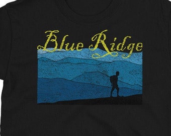Vintage Blue Ridge Short-Sleeve Unisex T-Shirt Hiker Teeshirt. Blue Ridge Mountain Shenandoah Mountains