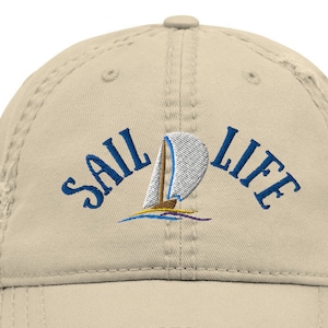 Sail Life Distressed Dad Hat-Sail Boat Base Ball Cap