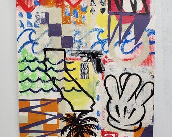 Cali love painting - Street art - Modern abstract painting - Abstract wall art - West coast art