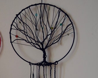 navy blue unique woven tree of life