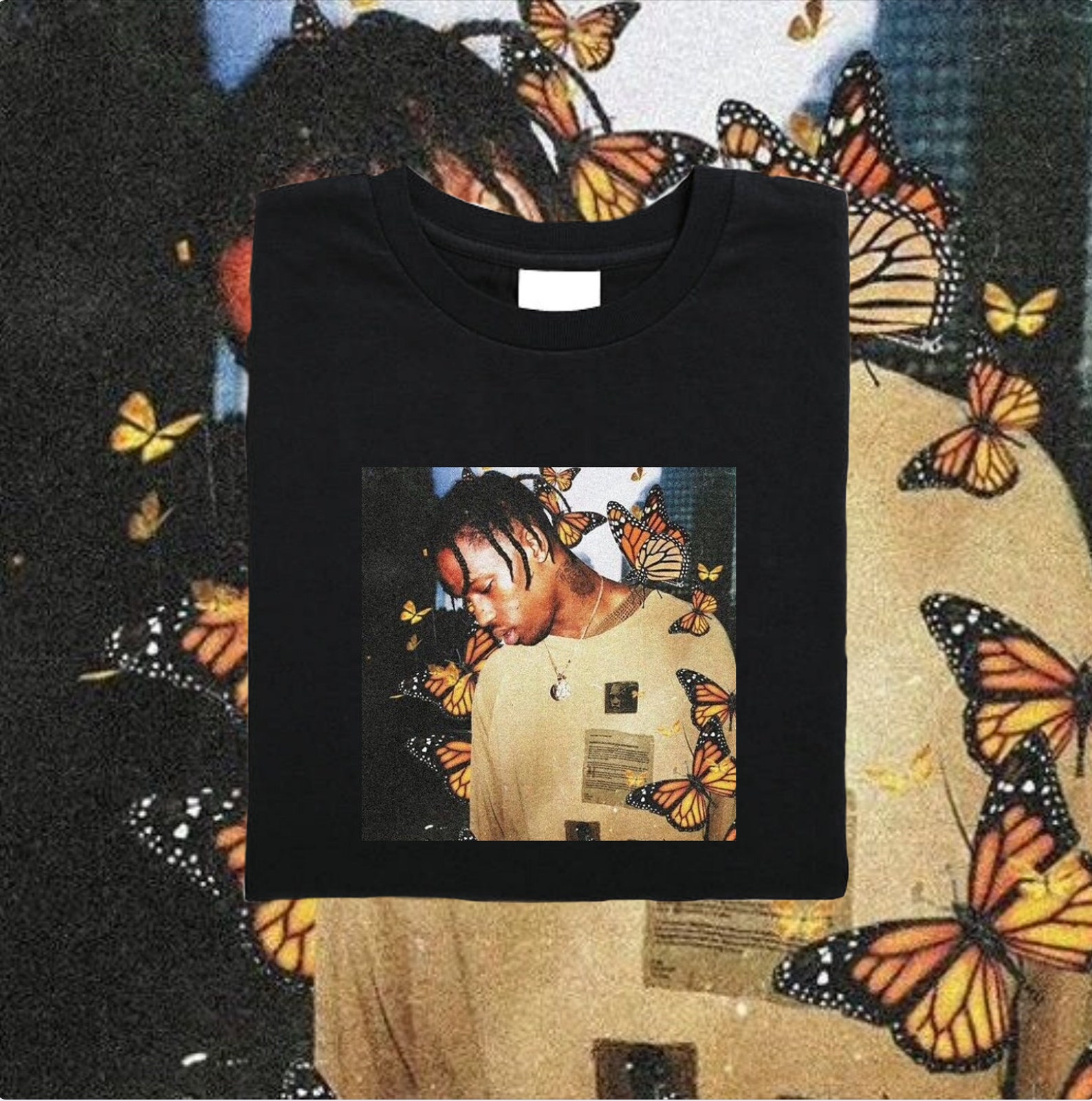 Travis Scott Butterfly Effect Album Art White/black Unisex Etsy UK