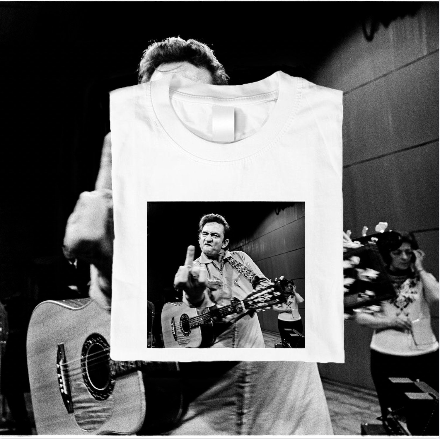 johnny cash middle finger tee