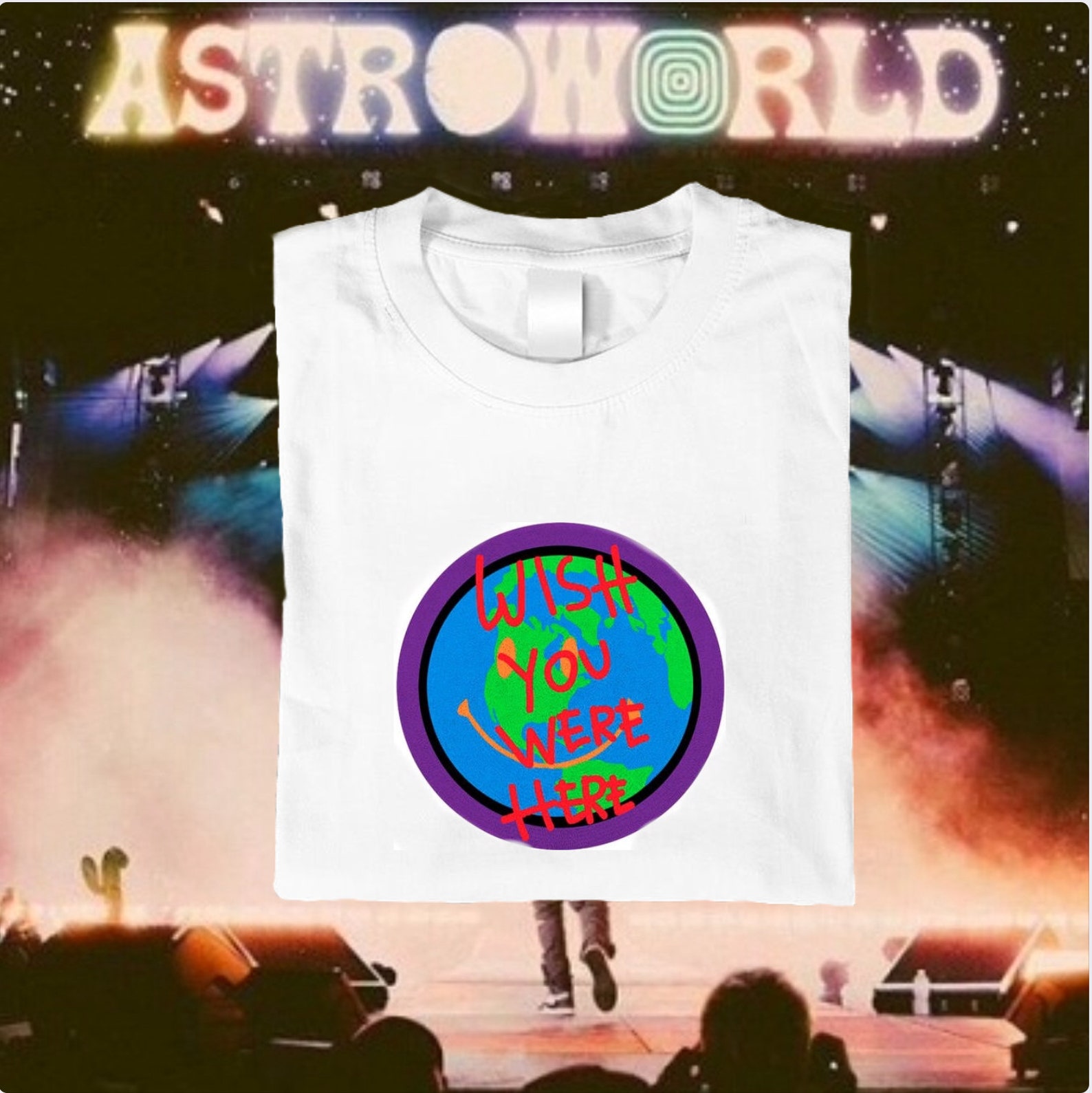 Travis Scott Wish You Were Here White T-shirt | Etsy