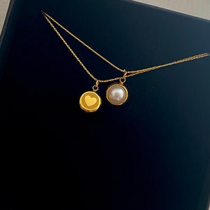 Doppelseitige Perle Anhänger Halskette,schmuck für den Alltag,Geschenk für sie,Geschenk für Mama
