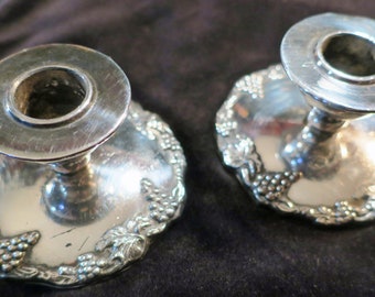 Vintage Candlesticks, Benedict Proctor, Silver Plated Lead, Pair of Candle Holders, Taper Candles, Grape Vines,. BP #2484, Collectible
