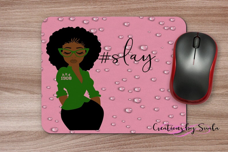 Mousepad Divine Nine Sorority Sublimation Green AKA Sorority Woman PNG Sorority Anniversary Pink Mousepad hbcu Pink AKA #slay
