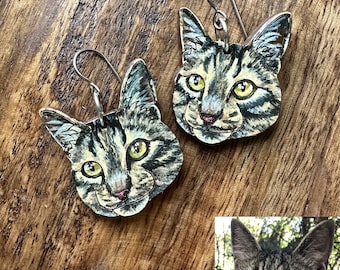 Pendientes personalizados para mascotas - Pendientes colgantes hipoalergénicos de madera pintada a mano