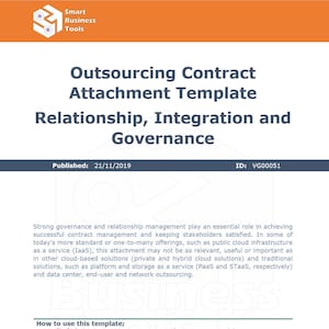 Outsourcing Contract Attachment Template Relationship, Integration and Governance