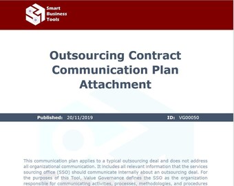 Outsourcing Contract Communication Plan Attachment Sample
