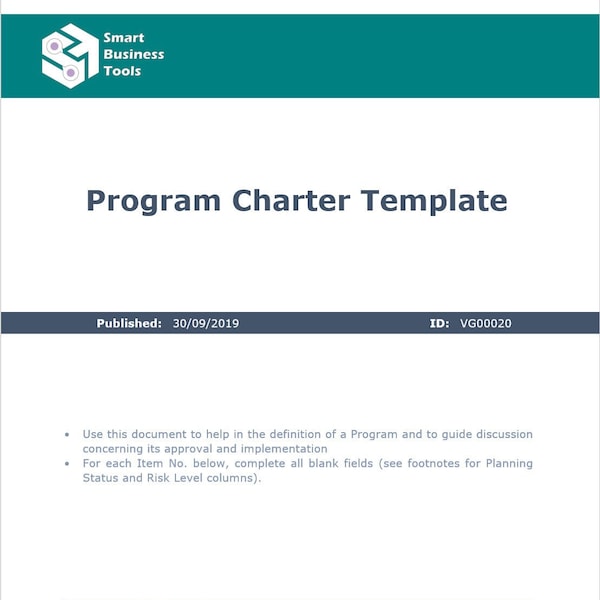 Program Charter Template - Etsy