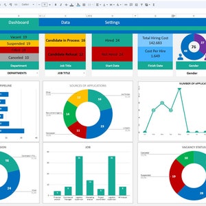 Recruitment Tracker Googlesheets ve Excel Template | HR Template | Hiring Process in Excel | Recruitment Tracker Dashboard