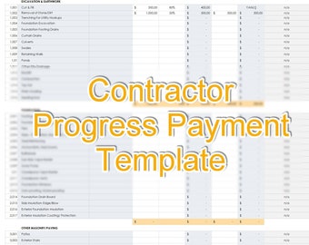 Contractor Progress Payment Template, construction payment progress payment, Progress payment calculation, construction progress payment tab