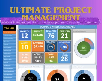 Excel Project Management Template: Gantt Chart, Tasks Tracker