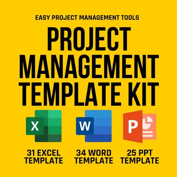 Project Management Template Kit, Gantt Chart, SWOT Analysis, Risk Assessment, Team To-Do List, Resource Planning, Kanban, CRM, Project Plan