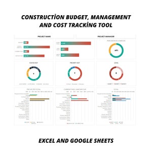 Construction Budget, Management and Cost Tracking Tool, Project Management Planner, Construction Budget Spreadsheet, Home Renovation Planner