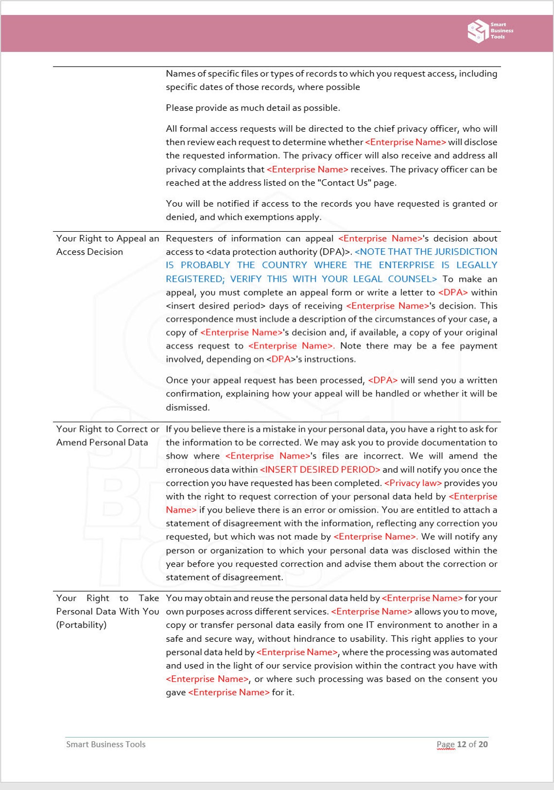 Privacy Policy Template Etsy