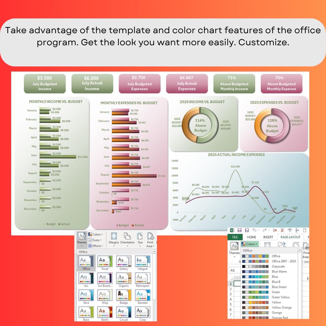 Income & Expense Budget Excel Template | Monthly, Yearly Money Tracker ...
