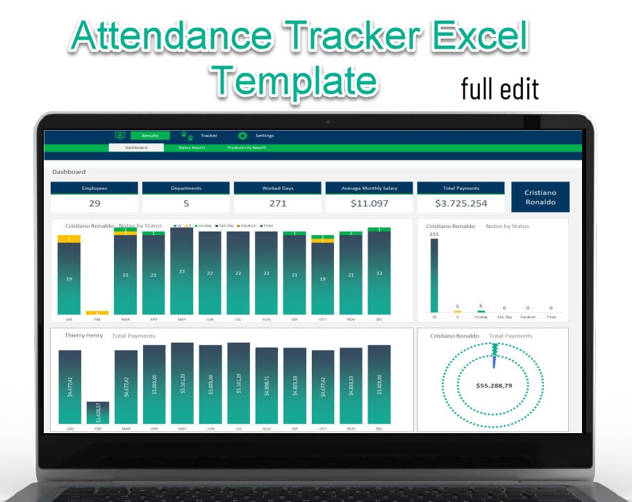 Attendance Tracker Excel Template, Employee Tracker, Employee Attendence Tracker, HR Employee Attendance Tracker Excel Template