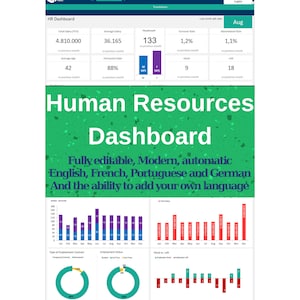 Human Resources Dashboard Excel Template & Google Sheet Template | HR Dashboard Package | HR KPI Dashboard | Dynamic and Flexible Dashboard