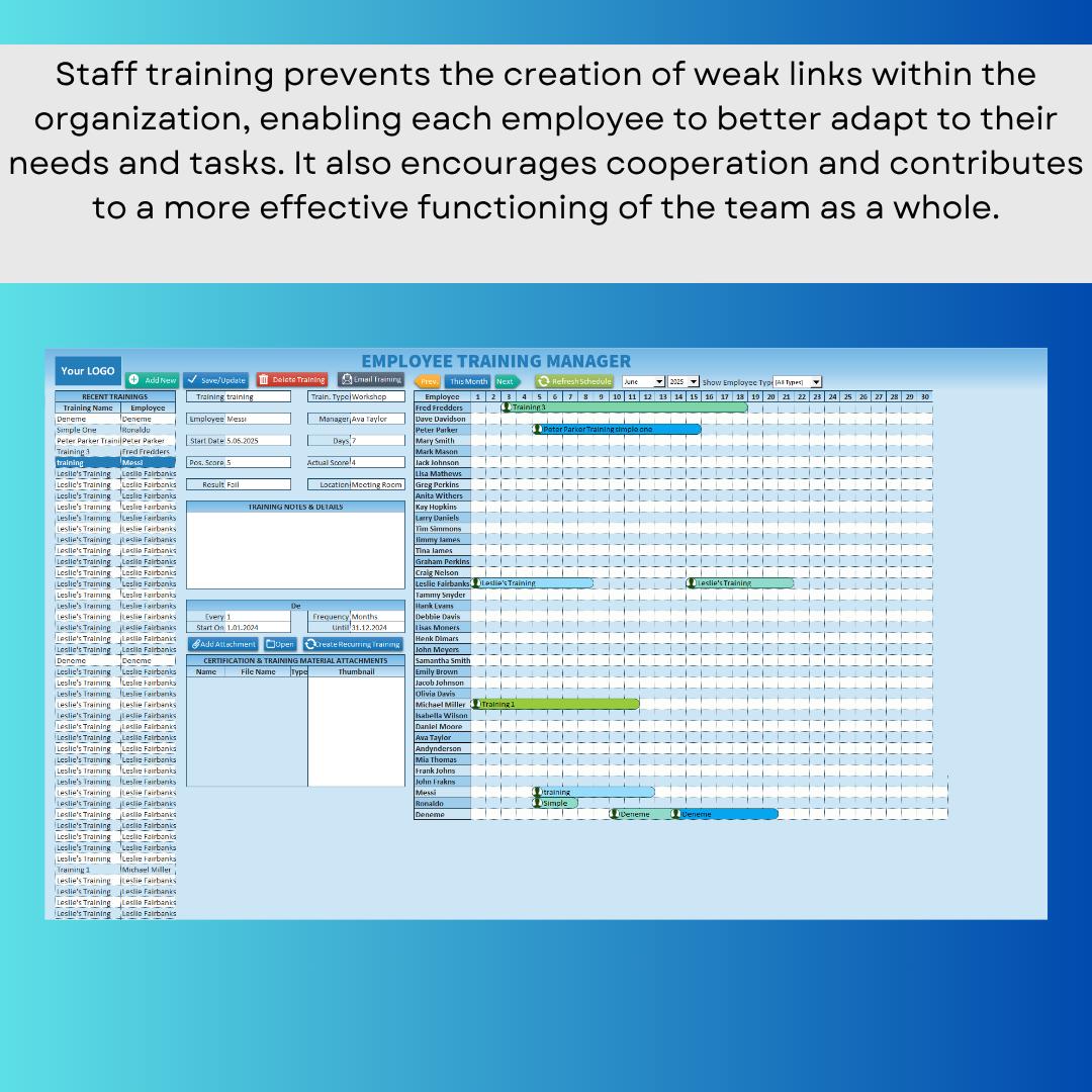 Employee Training Tracker | Excel Staff Development Planner - Etsy