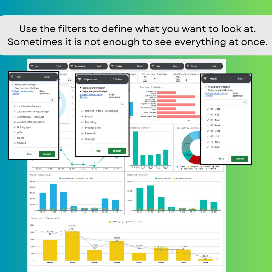 Recruitment Tracker Dashboard Google Sheets | Kanban & Calendar Hiring ...
