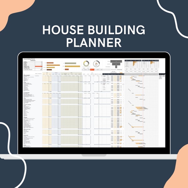 Home Building Planner, Construction Budget Template, Home renovation, Construction Material purchasing process, Construction Spreadsheet