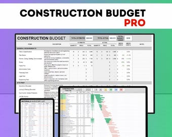 Construction Project Management Template Budget Tracker: Excel,  Google Sheets Project Cost Estimator