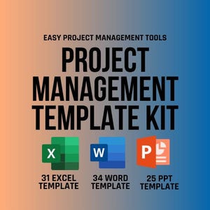 Project Management Template bundle, Tasks Tracker, Project Budget, Gantt Chart, SWOT Analysis, Risk Assessment, Team To-Do List, Kanban