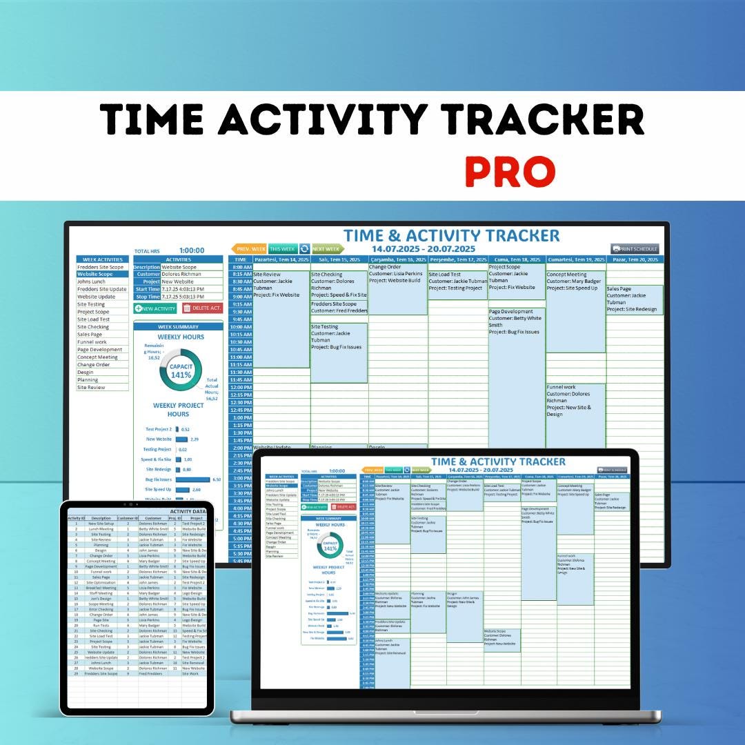 Time Activity Tracker | Daily Schedule Printable | Productivity Planner ...