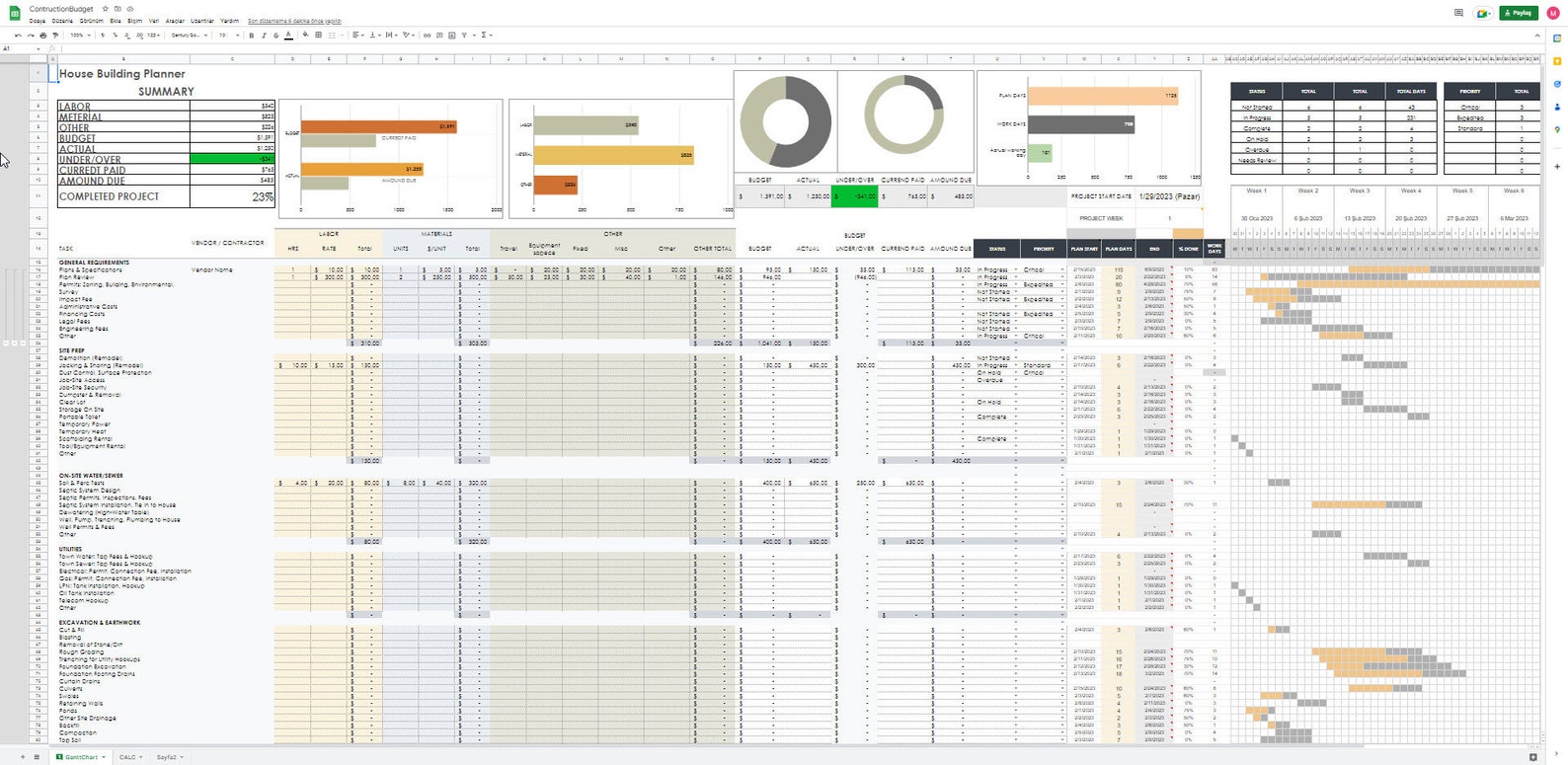 Home Building Planner: Construction Budget Excel, Google Sheets ...