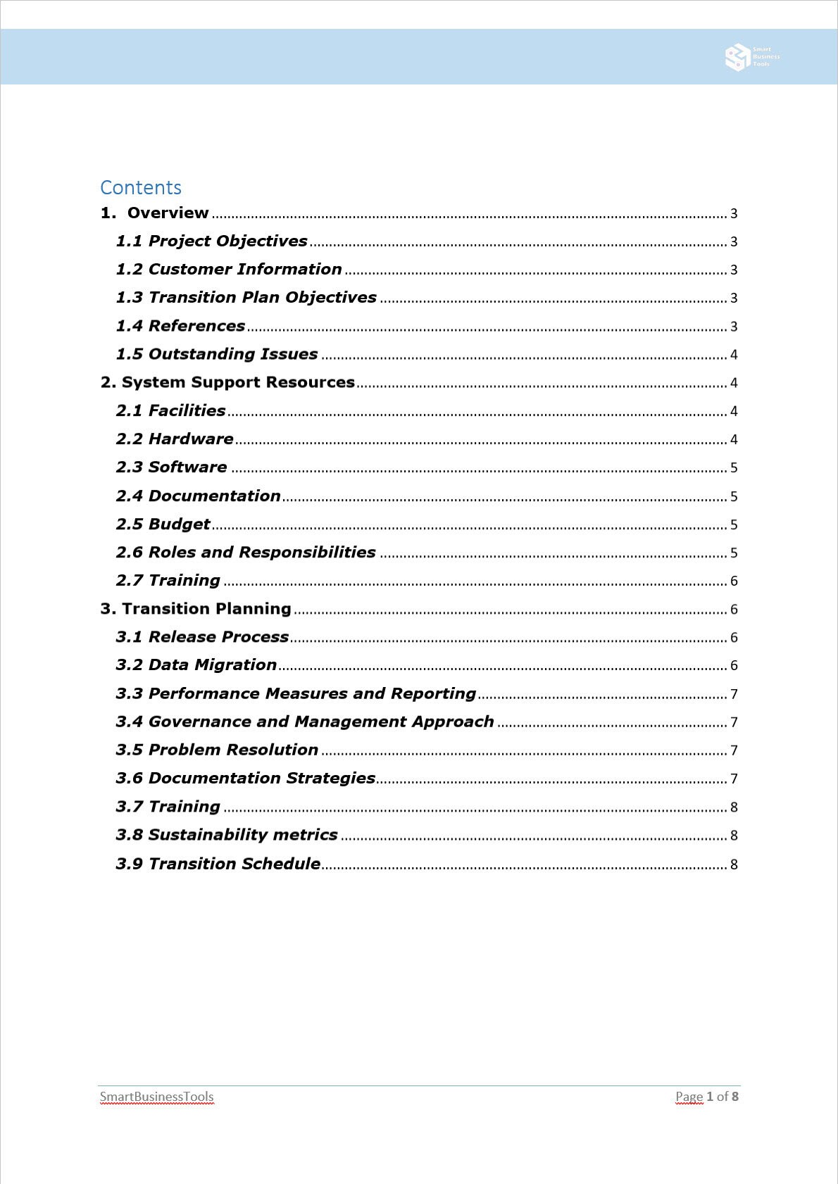 Project Transition Plan Template - Etsy